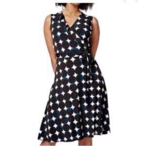 Leota Black and Blue Circle Pattern dress size Medium